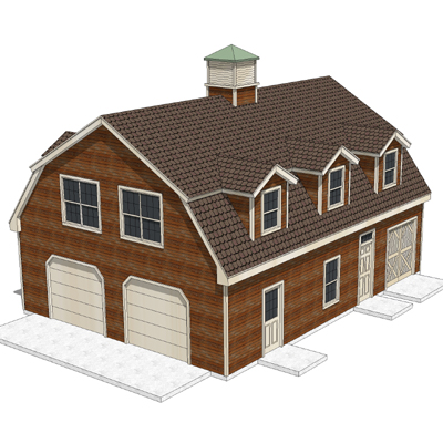 House - shed with gambrel roof 3D Model - FormFonts 3D ...