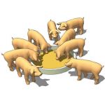 Four variants of low-polygon small pigs.