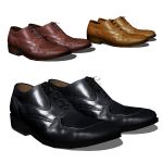 Three pairs of men's shoes, fully textured.