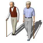 Two models of elderly men 
walking..