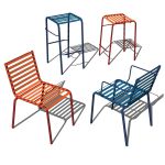 Striped Sedia and Sgabello. Stacking Dining chair,...