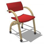 Fabric backing and seat, moulded wood frame on cas...