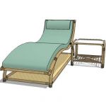 Cane deck lounger with side table