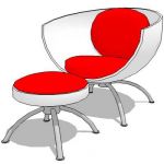 Swivel cup chair with stool or leg rest