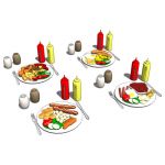 Four different Breakfast / Dinner place settings f...