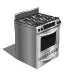 Convection Oven, Gas Cooktop, Front Control Knobs.