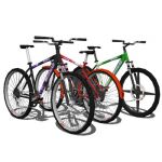 Mountain bikes (bicycles) in three different versi...