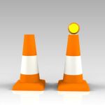 A pair of low-poly traffic cones