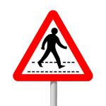 European warning sign: Pedestrians  Piétons  Fuss...