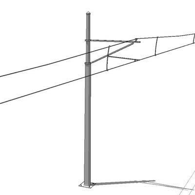 Central and side catenary power mast and cables fo.... 