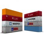 Set of four shipping containers.