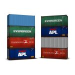 Set of four 20' containers, in different liveries.