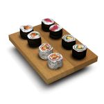Set of four sushi rolls.