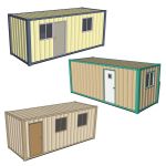 Set of three portable offices with side entry.