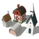 An eclectic collection of bird houses suitable for...