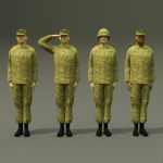 US troops, basic poses. Digital 
woodland camoufl...