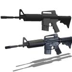 Low polygon M4 carbine in plain and image mapped v...