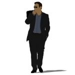 2D Face Me figure of a casual business man. In fou...