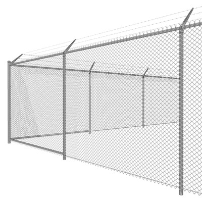 8ft High Chain Link Fence with 3-Strand Barbed Wir.... 