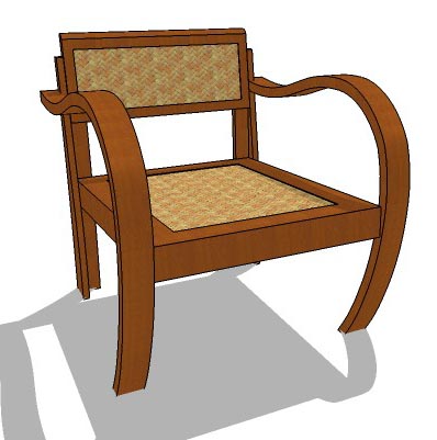 Teak wood with wickers backrest and seat. 