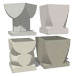 Assortment of circular concrete planters from Waus...