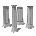 Square, tapered columns, with panelled faces and s...