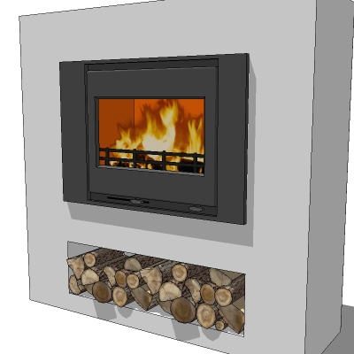 Wood burning stove with log pile. This is an inser.... 
