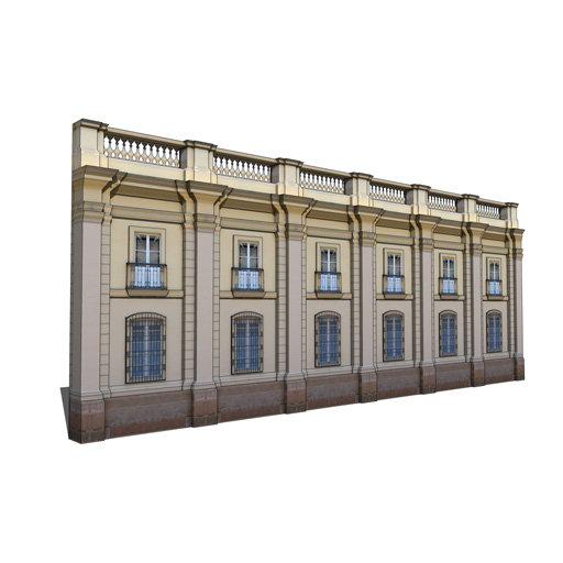 Three neo-classical facades. 
(low poly models). 