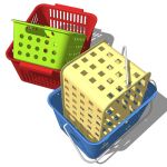 A collection of small plastic storage baskets for ...