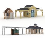 Set of four large size guard 
houses.