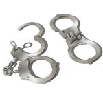 Handcuffs in two configurations, joined with chain...