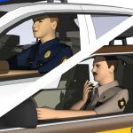 Two low poly US-style policeman figure models.