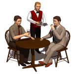 Three men at dinner