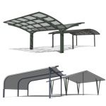 A set of four carports made for two cars.