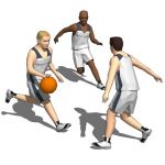 Three models of basketball 
players.