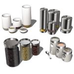 4 different sets of modern kitchen canisters.
Not...