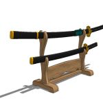 Samurai sword (katana) on rack