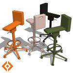 Adjustable height stool and chair. Designed by Kon...