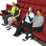 Four low poly models of young 
people 
sitting i...