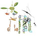 A set of four colorful and playful hanging mobiles...