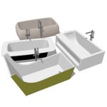 A set of stylish stand alone bathtubs distributed ...