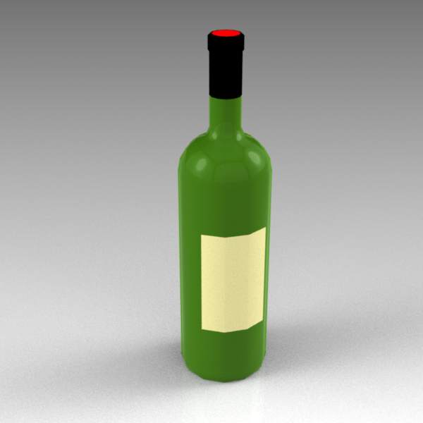 Very low polygon wine bottle. 