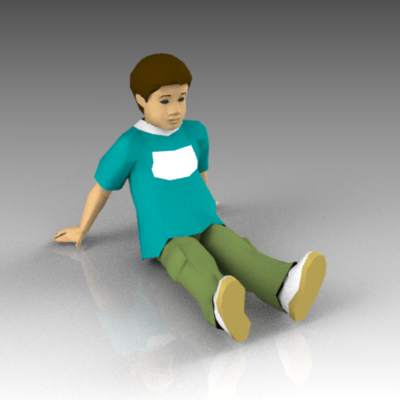 Child sitting on ground. 
