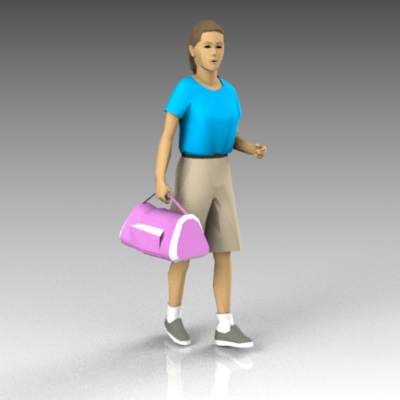 Teenage girl with sports bag. 