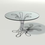 An elegant nickle plated glass top table.