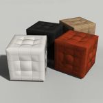 This is a set of leather tufted cube ottomans.