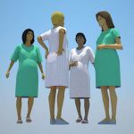 A selection of pregnant women in hospital gowns. S...