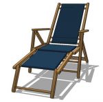 Foldable beach chair in canvas and teak frame