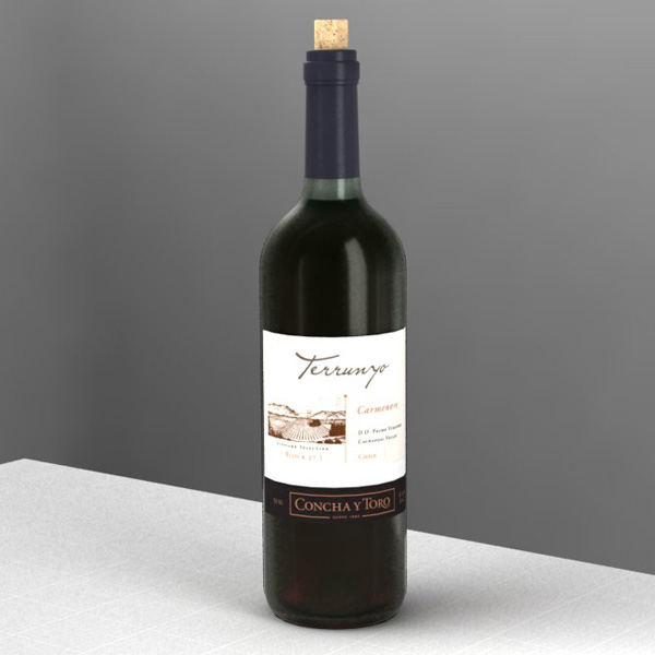 A very high detailed model of a 
wine bottle, and.... 