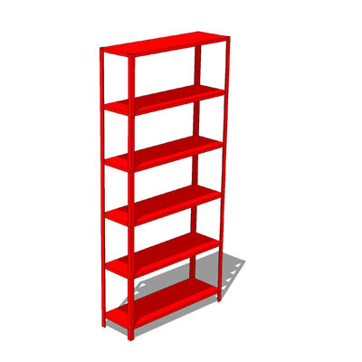 Red metal shelving suitable to hip interiors or sm.... 